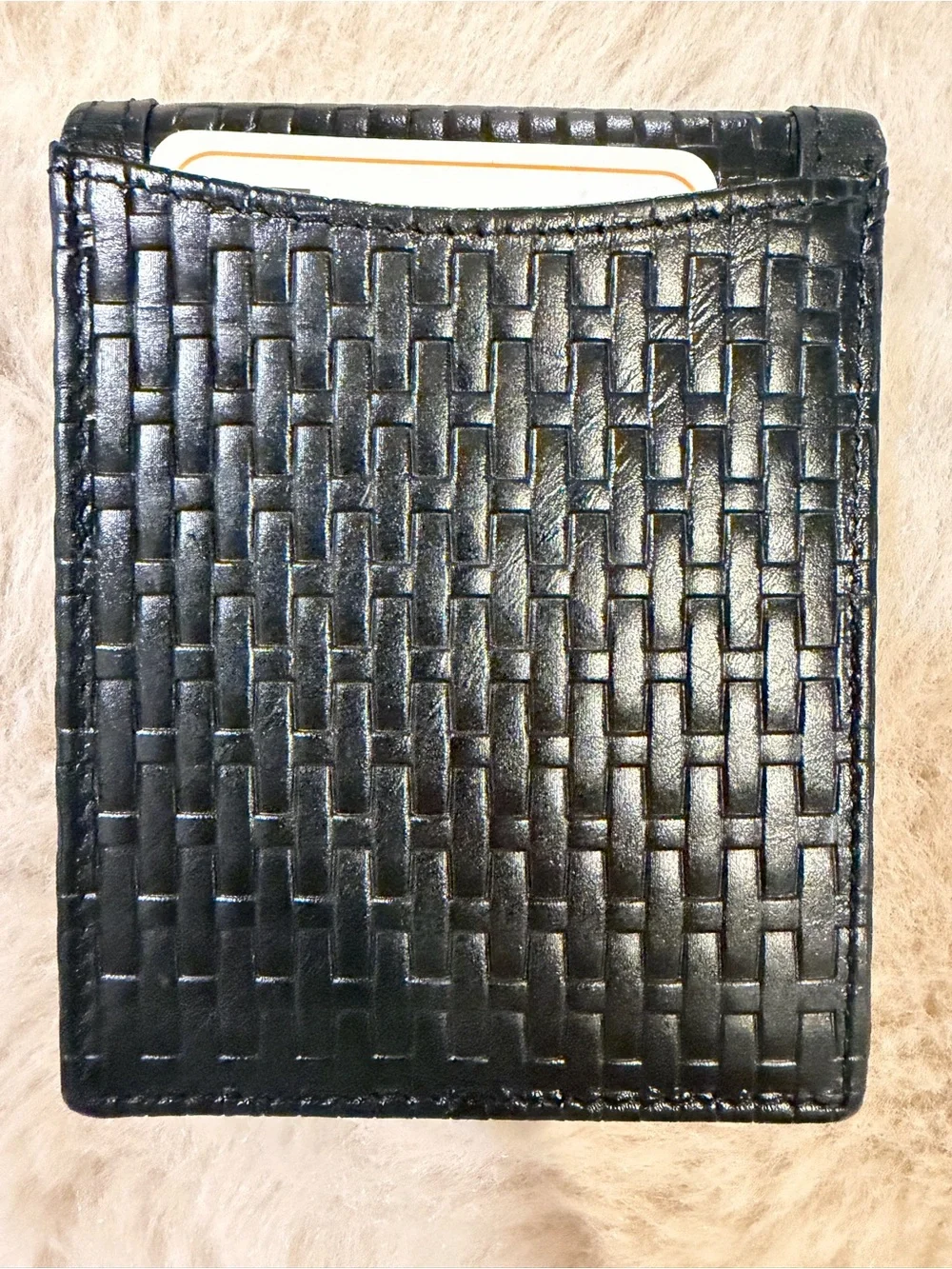 Castello Leather Black Card Sleeve Wallet